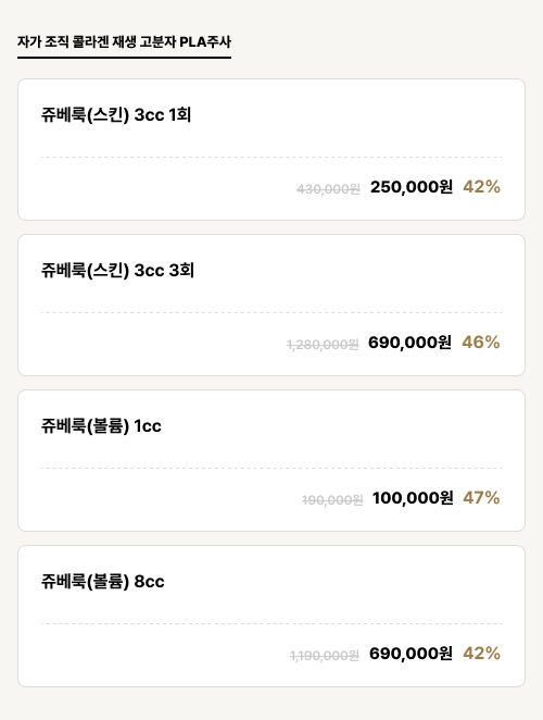 울산점_안티에이징_자가 조직 콜라겐 재생 고분자 PLA주사 (4건)